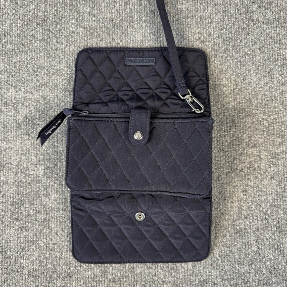 Vera Bradley Black Microfiber RFID Wallet Blue Pink Floral - Picture 4 of 6